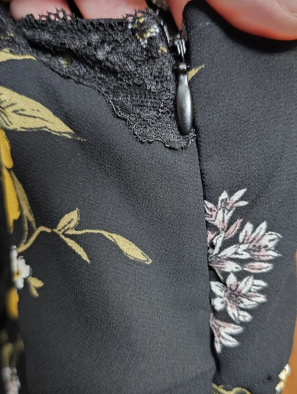 Wild Fable black floral print maxi tie up dress lace trim womens large new NWT - Picture 6 of 12